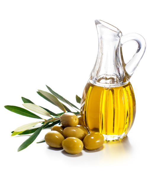 bote de aceite con olivas